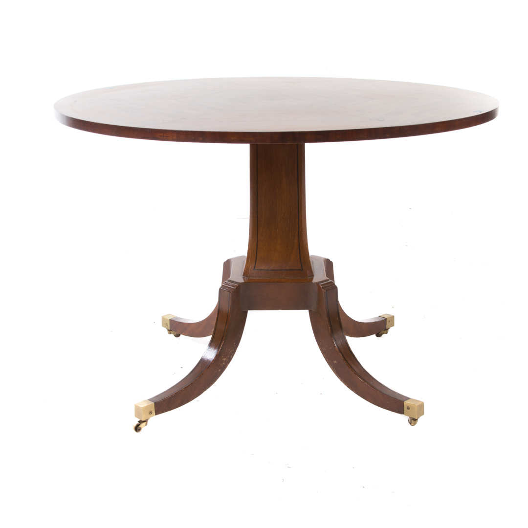 Appraisal: Regency style inlaid mahogany center table th century in round