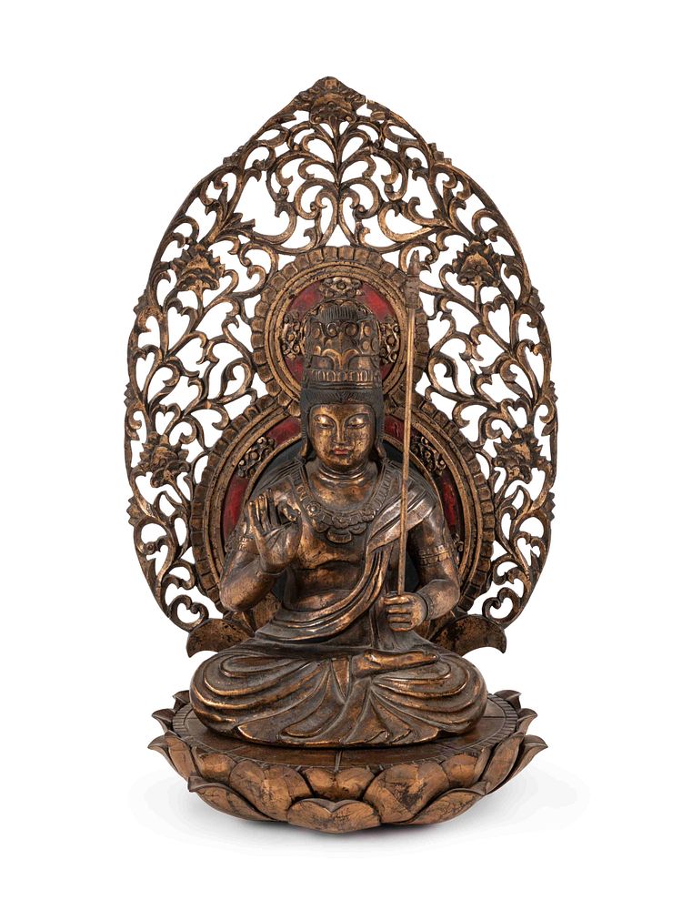 Appraisal: A Large Gilt Wood Figure of Kannon A Large Gilt