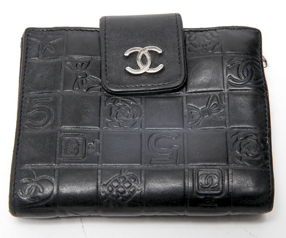 Appraisal: Chanel Ladies' Black Leather Wallet Chanel ladies' black leather wallet