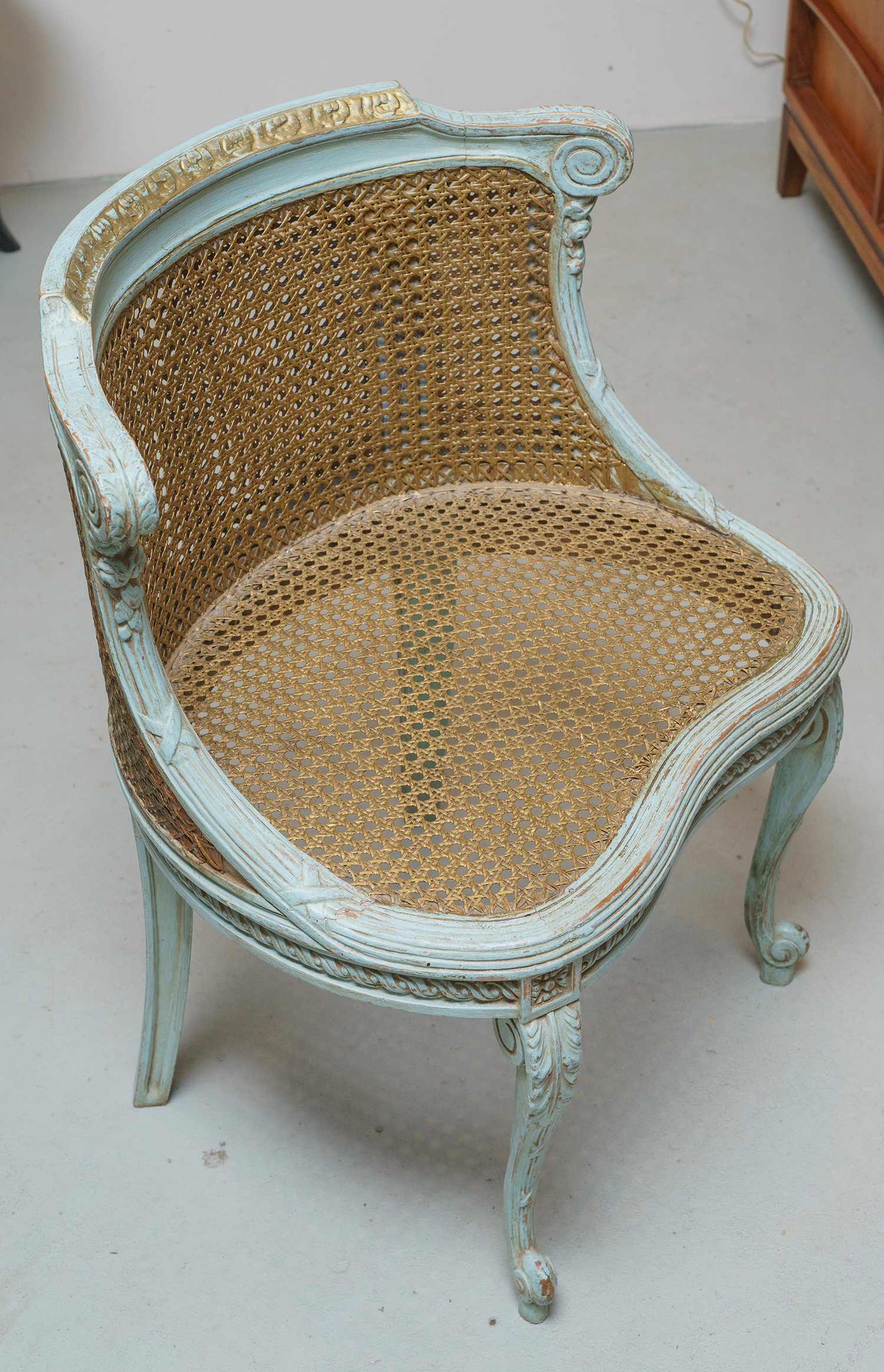 Appraisal: A th CENTURY FRENCH RATTAN BACKED SIDE CHAIR Limed with