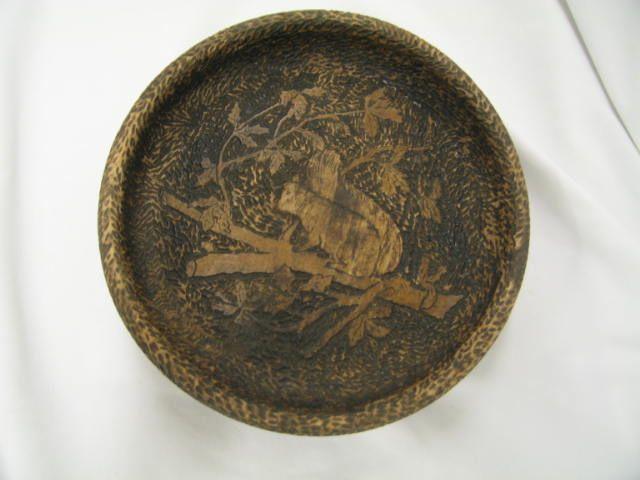 Appraisal: Carved Nut Bowl with squirrel decor