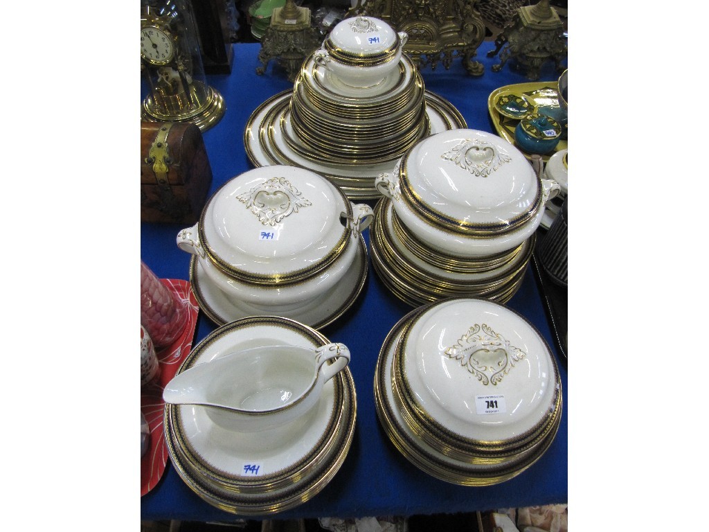 Appraisal: Booths dinner service with Royal blue and gilt edge