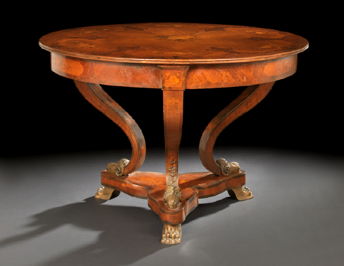 Appraisal: Anglo-German Gilt-Brass-Mounted Kingwood and Inlaid Mahogany Center Table first quarter