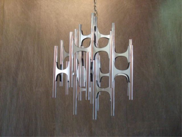 Appraisal: Evans Style Chrome Midcentury Chandelier Dimensions diameter x Estimate -