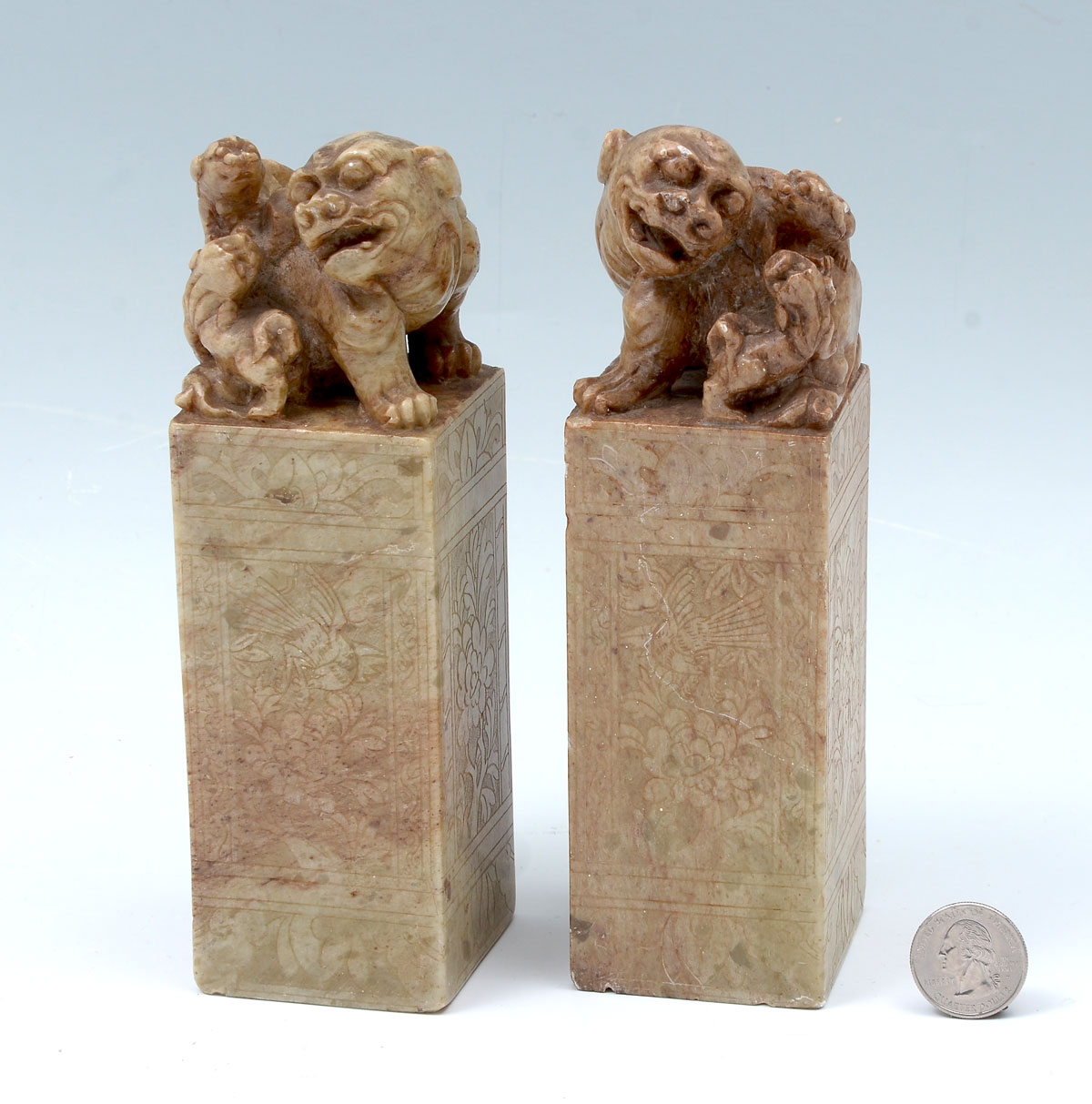 Appraisal: PR OF EARLY CHINESE CHOPS WITH CARVED FOO DOG -