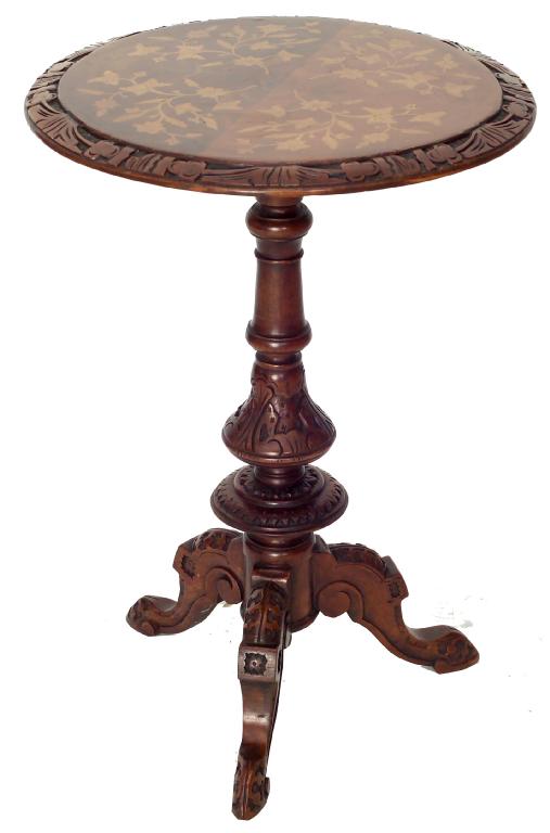 Appraisal: MARQUETRY MAHOGANY OCCASIONAL TABLE LATE th EARLY th CENTURY the