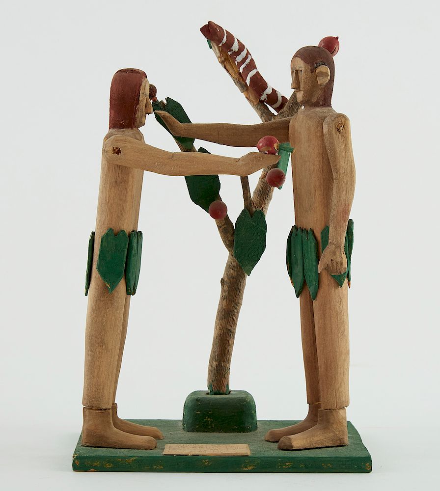 Appraisal: Fred Webster Southern Folk Art Carving Adam and Eve Fred