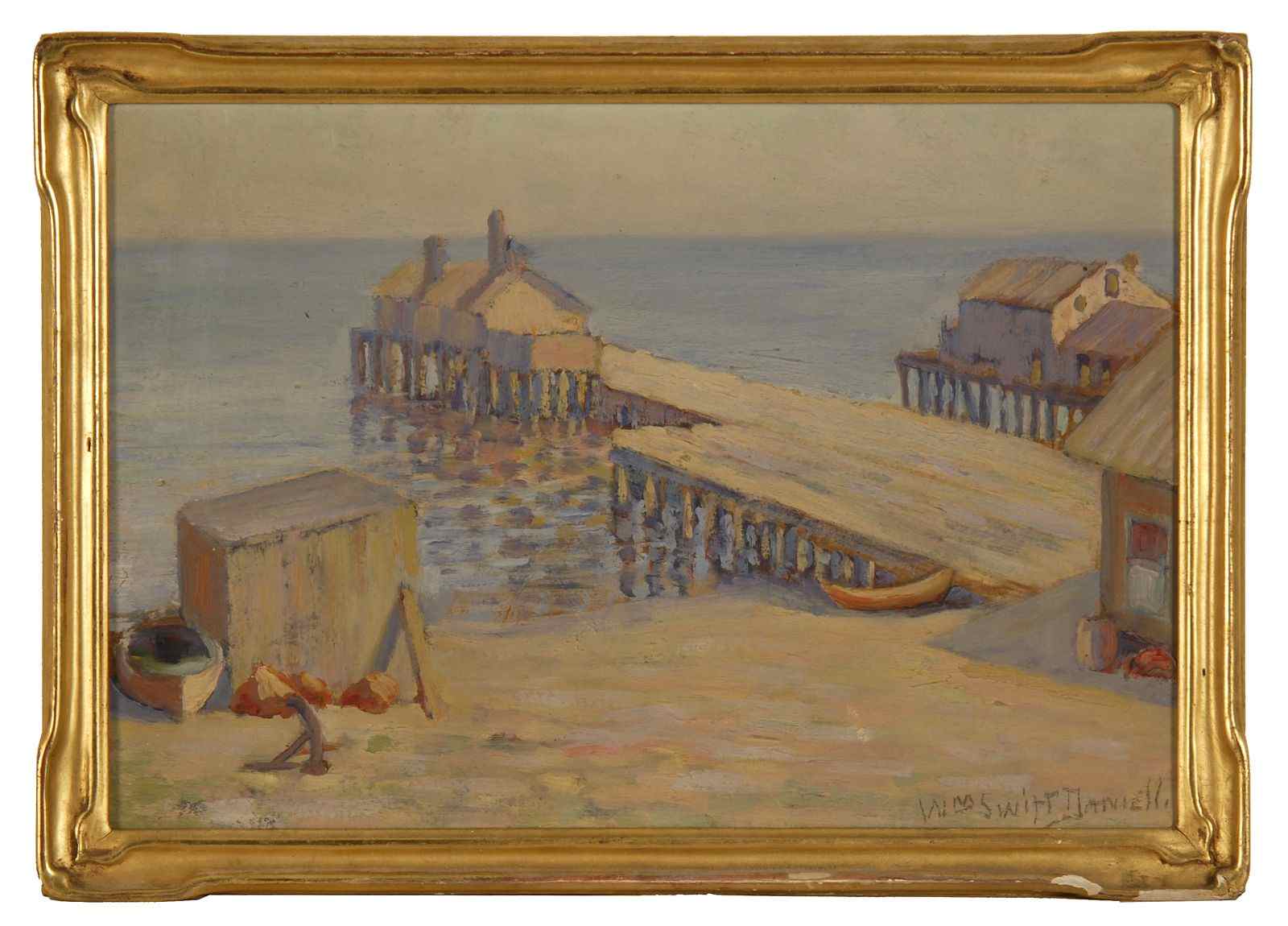 Appraisal: WILLIAM SWIFT DANIELLAmerican - Fishing wharf possibly Provincetown Signed lower