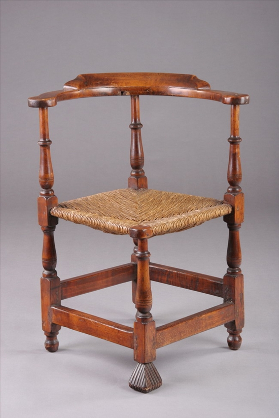 Appraisal: AMERICAN MAPLE CORNER CHAIR th century New England with restorations