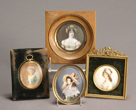 Appraisal: European School th Century Portrait Miniatures of Ladies Group of