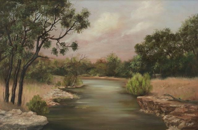 Appraisal: Framed oil on canvas painting River Landscape signed lower right