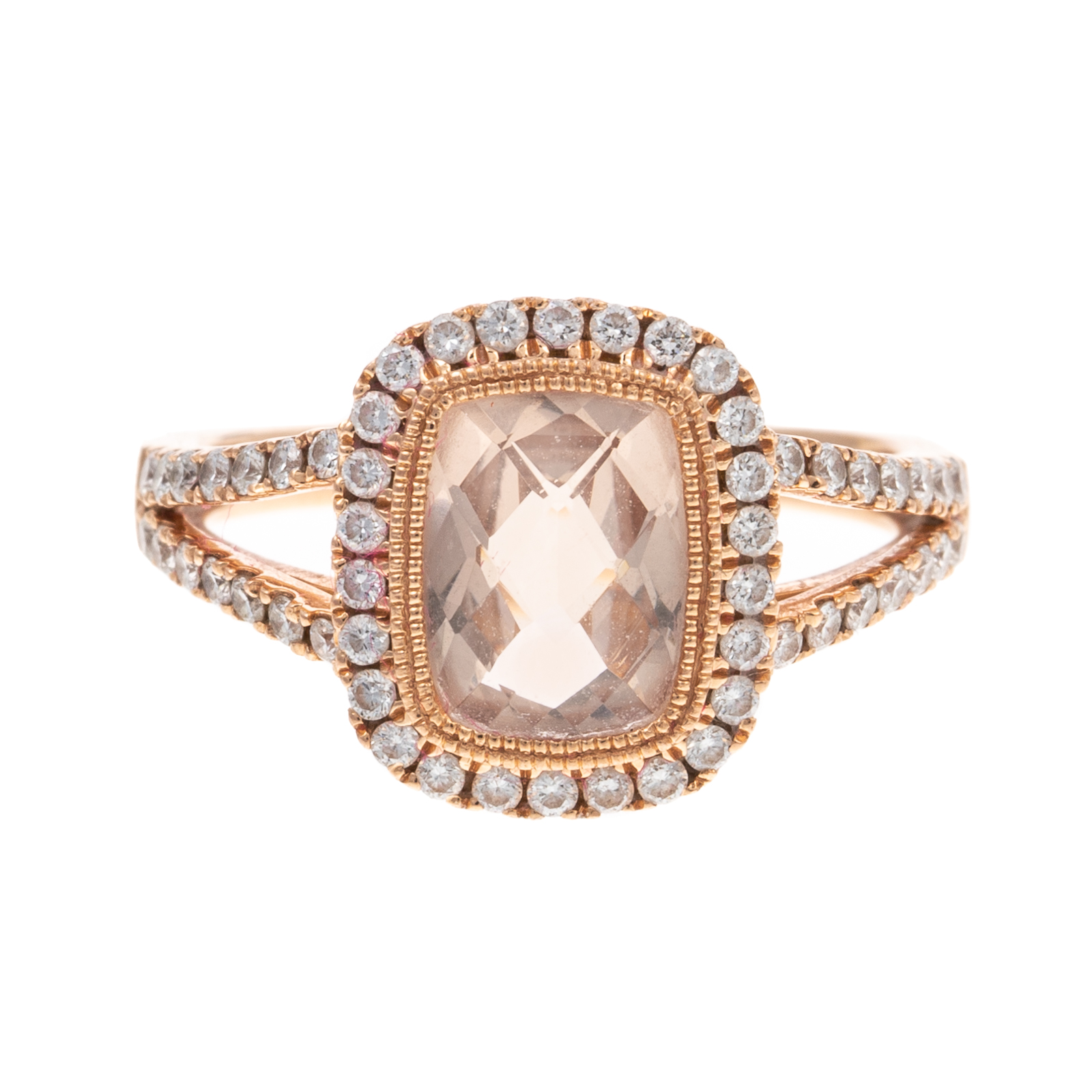 Appraisal: A MORGANITE DIAMOND RING IN K ROSE GOLD K rose