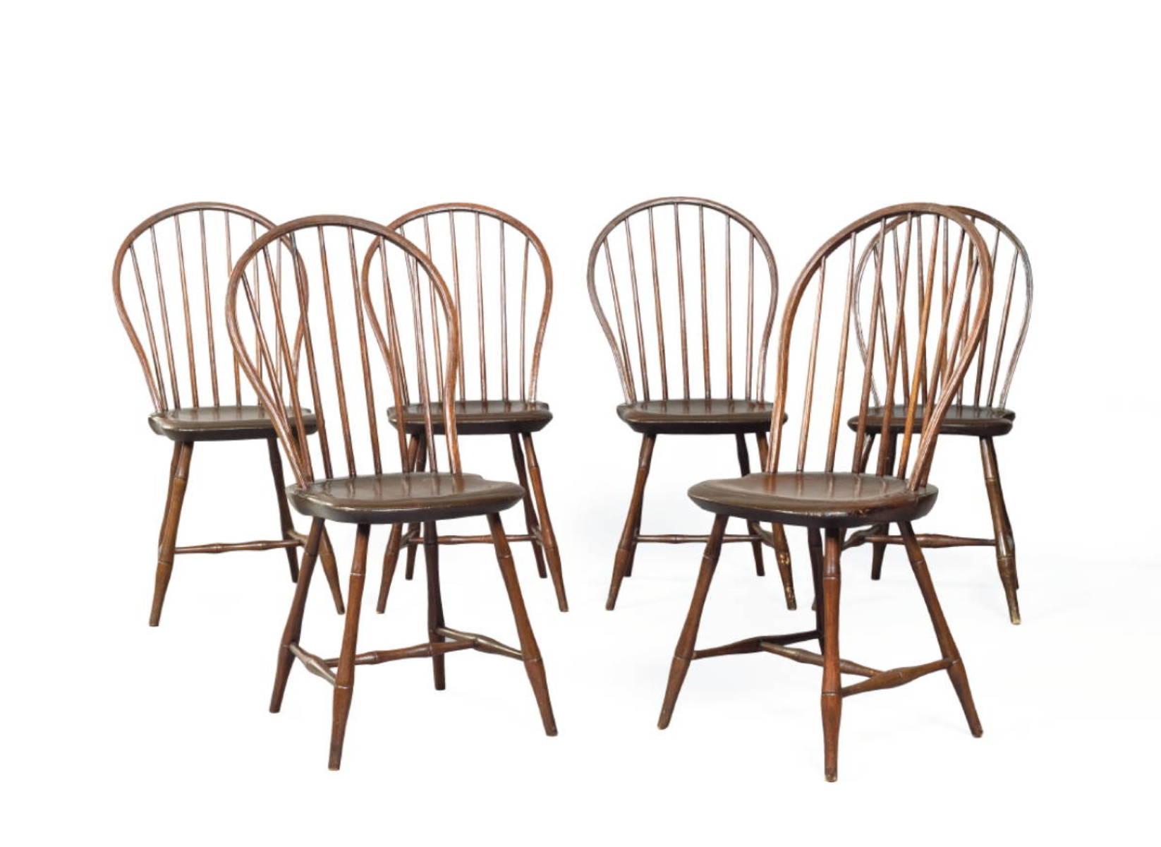 Appraisal: SET OF SIX NEW ENGLAND BOW-BACK WINDSOR SIDE CHAIRS IN