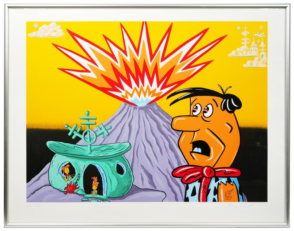 Appraisal: Kenny Scharf American Born Serigraph of the 'Flintstones' signed and