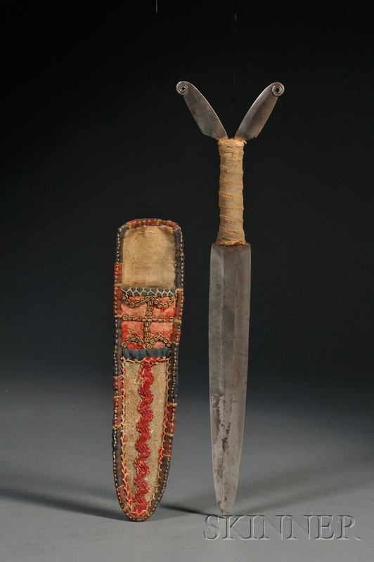 Appraisal: Athabascan Forged Metal Dagger with Sheath c third quarter th