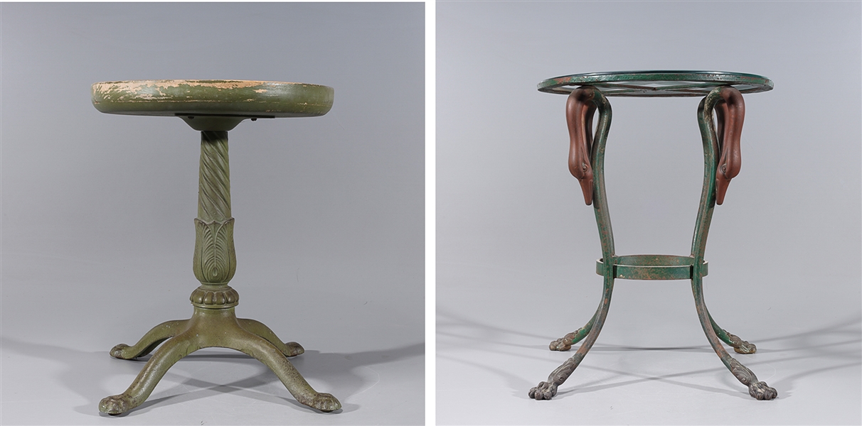 Appraisal: Two various pedestals one wood painted green one glass-topped metal