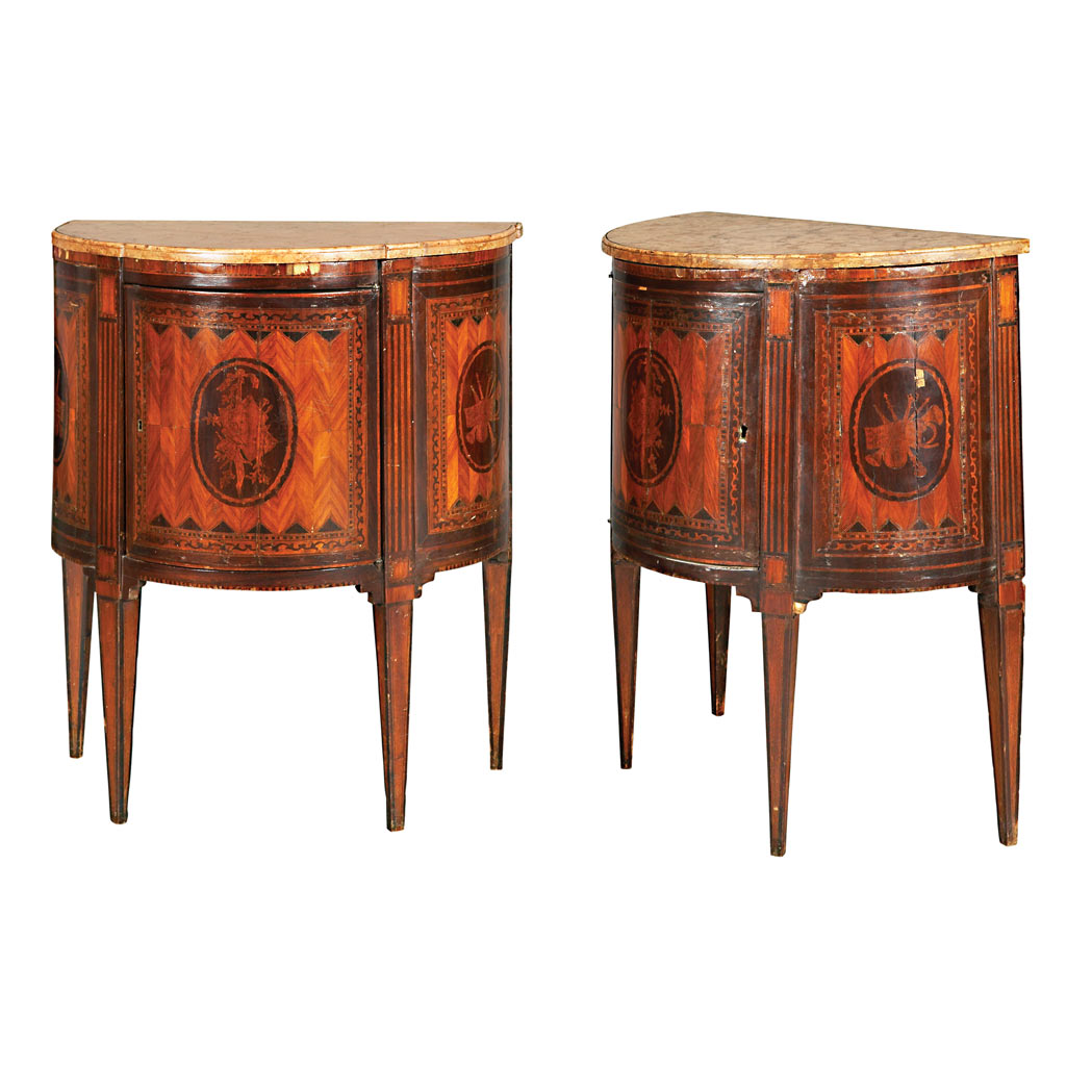 Appraisal: Pair of Northern Italian Neoclassical Marquetry Inlaid Side Cabinets th