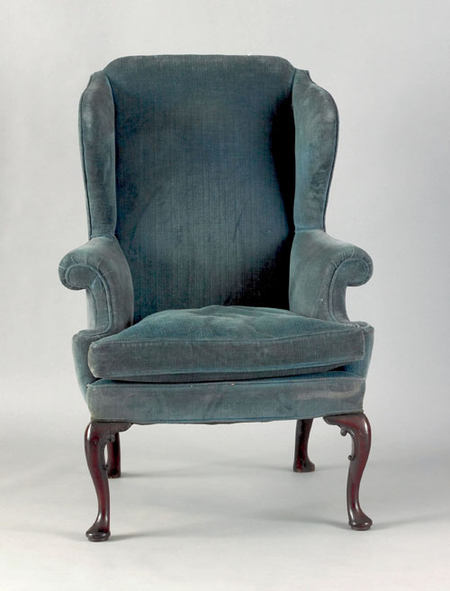 Appraisal: George II mahogany easy chair ca with cabriole legs and