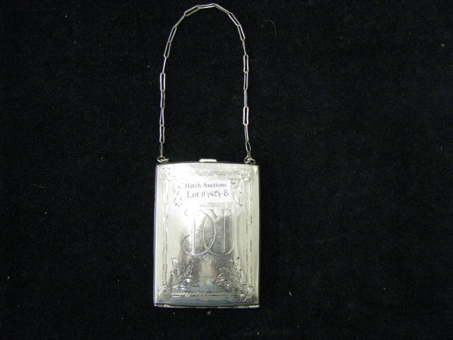 Appraisal: Sterling Silver Vanity Purse with coin holders mirror deco era