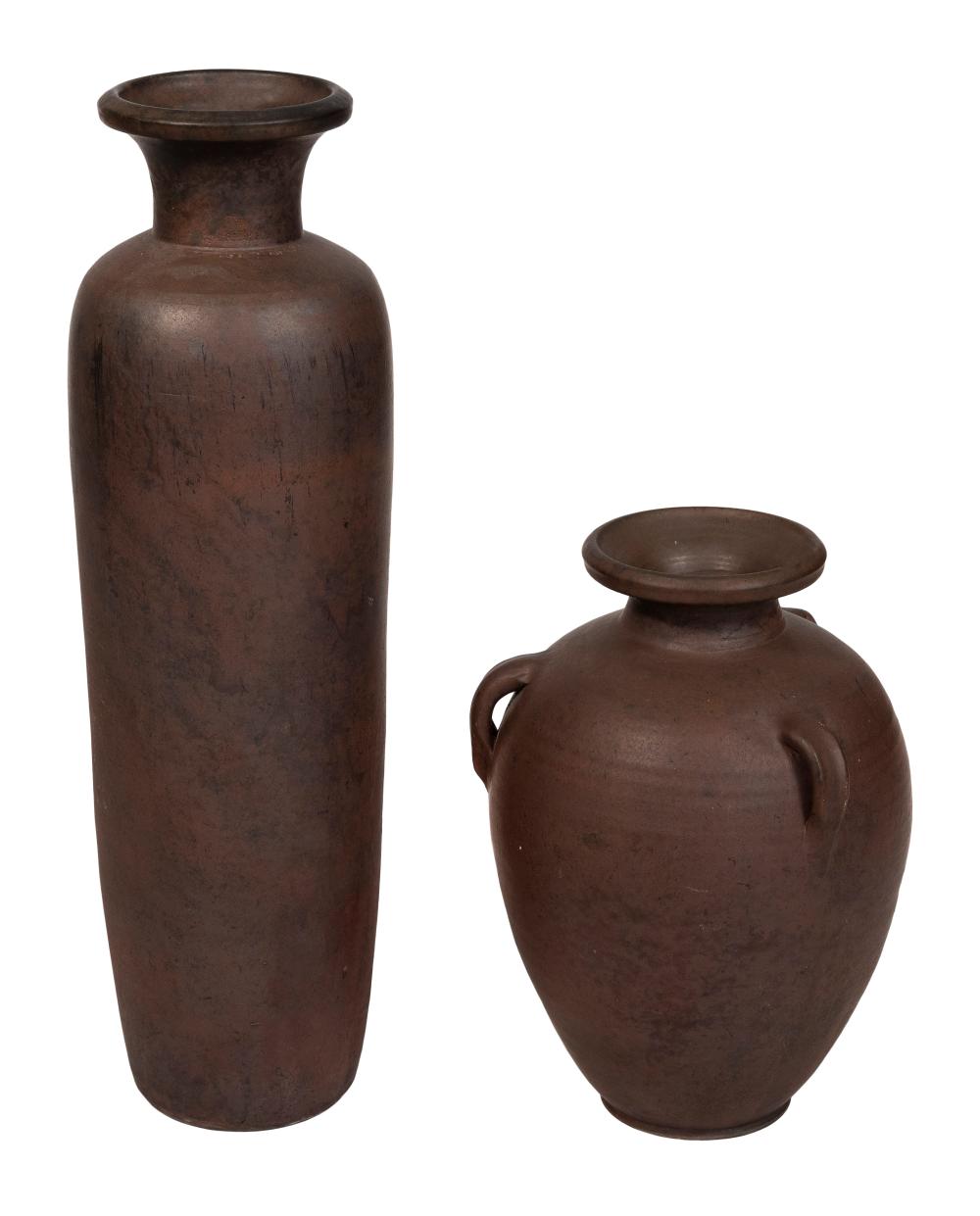 Appraisal: TWO ART POTTERY VASES BY THE SAME HAND TH ST