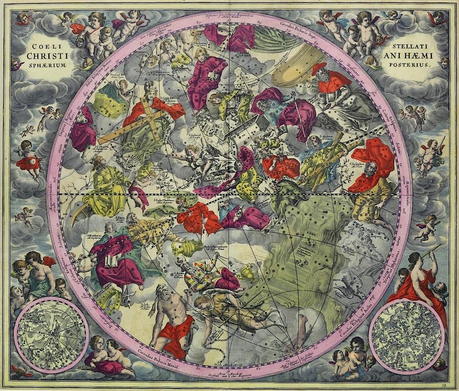 Appraisal: Colorful Celestial Charts by Andreas Cellarius Coeli Stellati Christiani H