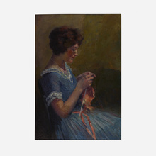 Appraisal: Frederick Sands Brunner SYBIL KNITTING oil on canvas h w