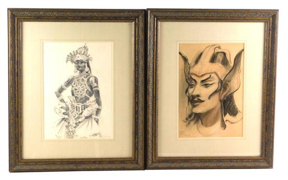 Appraisal: Carl Werntz American - two graphite drawings framed behind glass