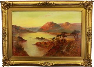 Appraisal: W Richards UK - Scottish Highlands Landscape at dusk Signed