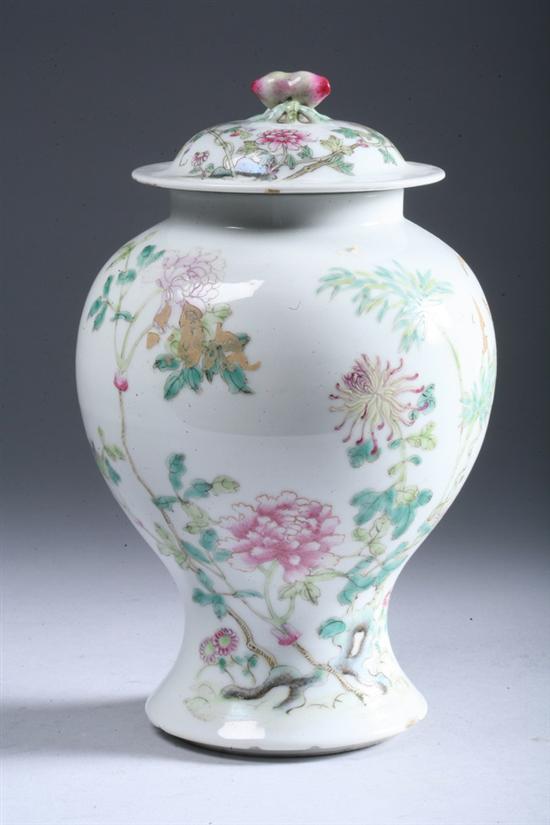 Appraisal: CHINESE FAMILLE ROSE PORCELAIN VASE AND COVER Republic period Floral