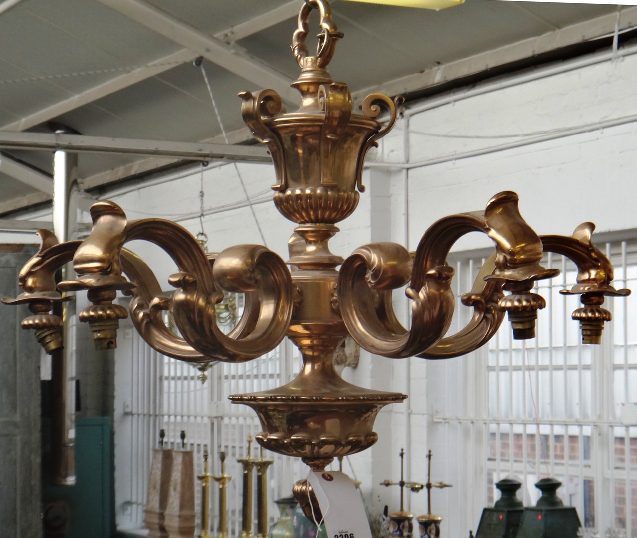 Appraisal: A pair of Victorian style gilt bronze five branch chandeliers