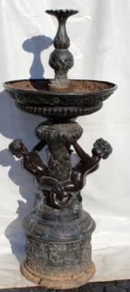 Appraisal: Bronze fountain with cherubs Bronze fountain with cherubs h x