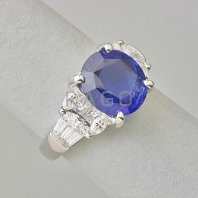 Appraisal: CTS CEYLON SAPPHIRE AND DIAMOND RING GIA report describes oval