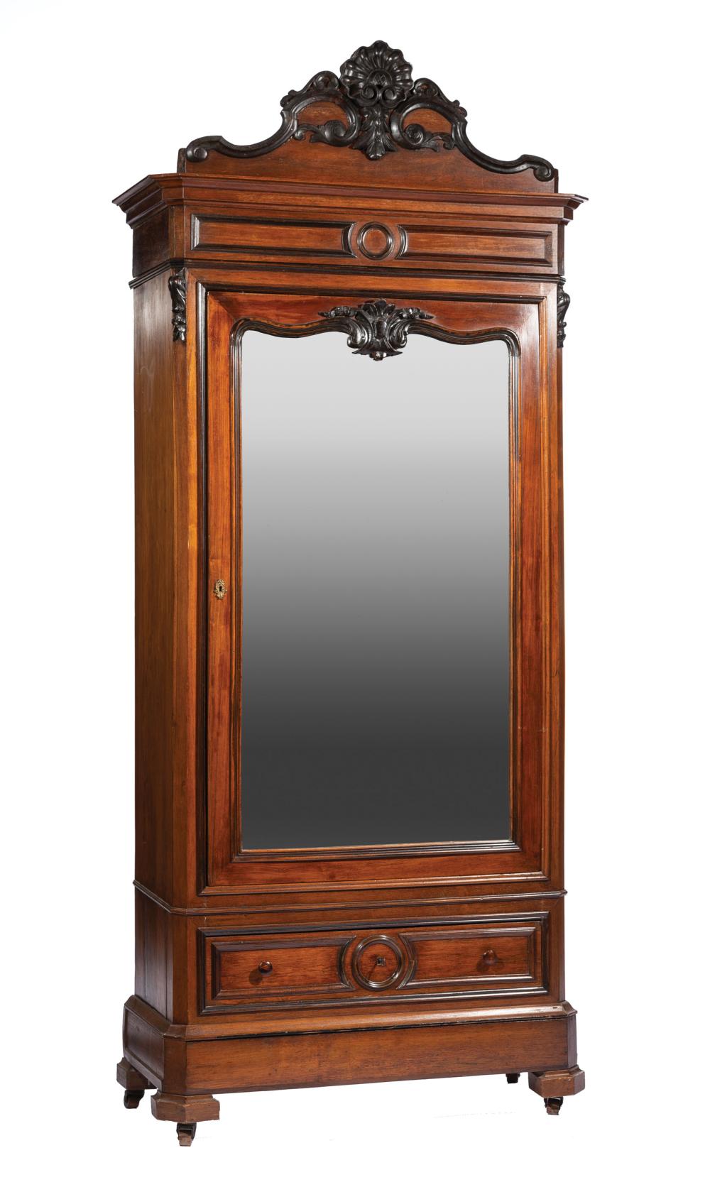 Appraisal: American Rococo Parcel Ebonized Rosewood Armoire mid- th c attr