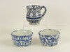 Appraisal: STONEWARE LOT - Three piece lot of blue sponge decorated