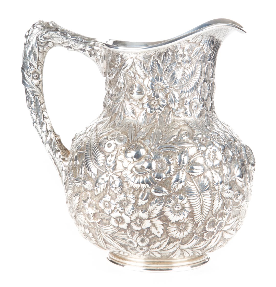 Appraisal: Kirk repousse sterling silver water pitcher first quarter- th century