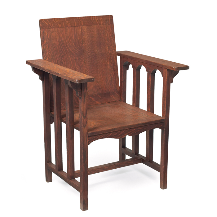 Appraisal: Arts Crafts armchair possibly by Phoenix a variation of the