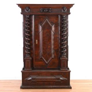 Appraisal: Italian Baroque carved walnut cabinet th th c raised panel