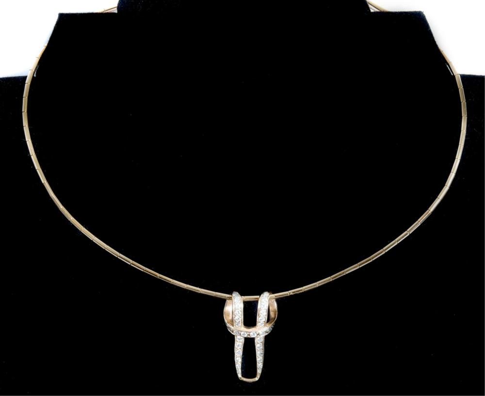 Appraisal: CARTIER K OMEGA NECKLACE W DIAMOND PENDANTCartier yellow gold omega