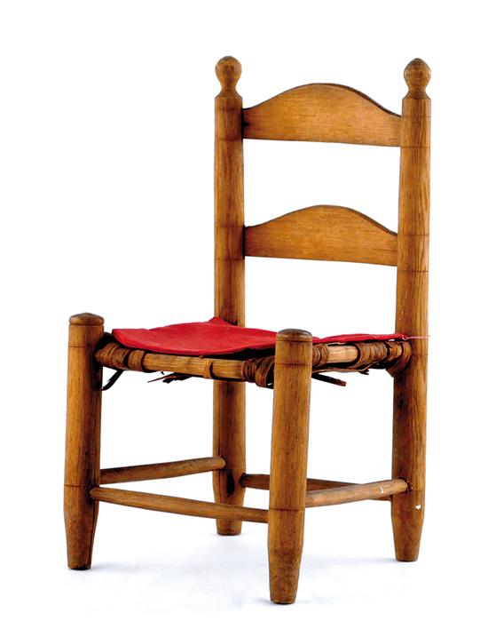 Appraisal: American hickory doll's side chair late th century ladderback split