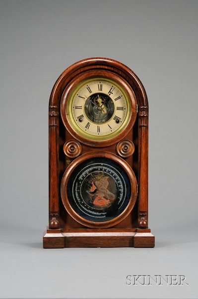 Appraisal: Rosewood Venetian Tin Plate Shelf Clock by E Ingraham Bristol