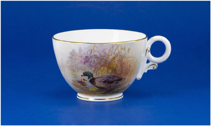 Appraisal: Royal Worcester Breakfast Cup Signed Jaz Stinton Handpainted with a