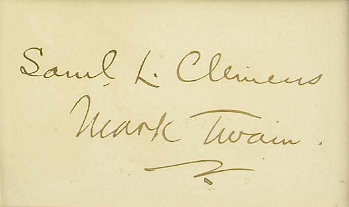 Appraisal: CLEMENS SAMUEL LANGHORNE - Signature ''Saml Clemens Mark Twain'' on