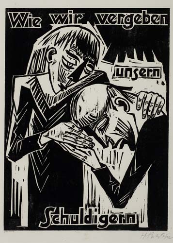 Appraisal: MAX PECHSTEIN Wie wir vergeben unsern Schuldigern Woodcut x mm