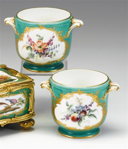 Appraisal: Pair of Sevres style porcelain cache pots th century With