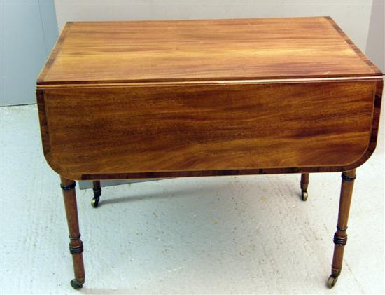 Appraisal: th century mahogany cross-banded and line inlaid Pembroke table with