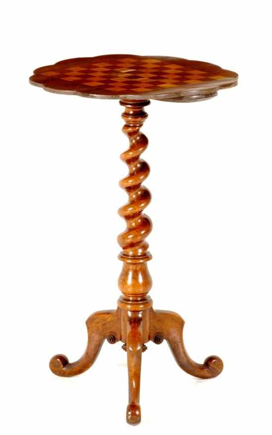 Appraisal: William IV rosewood game table circa scalloped top with inlaid