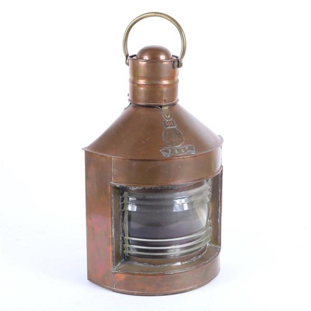 Appraisal: MARITIME COPPER AND BRASS LARGE INCH PORT LANTERN GREAT GRIMSEY