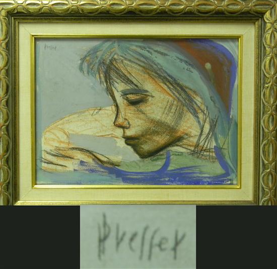 Appraisal: Josef Presser - mixed media portrait of child signed UL