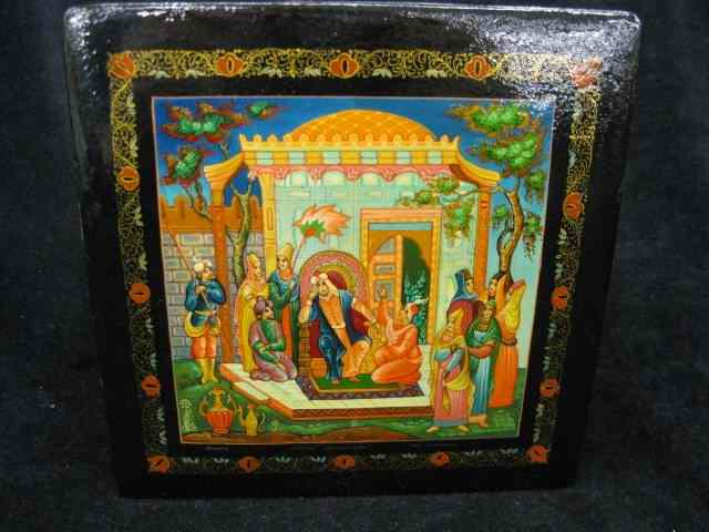 Appraisal: Russian Lacquerware Box fairy tale scene bored king with harem