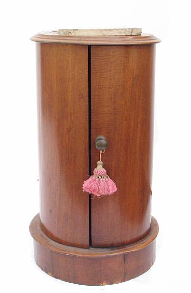 Appraisal: A French mahogany cylindrical pot cupboard height in diameter in